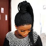 Long Ponytail Braided Wig BCA057 black - Image 5