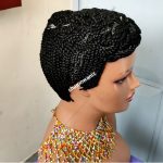 Up Crossing Braided Wig  BCA023 Black and Black Grey Highlights - Image 6