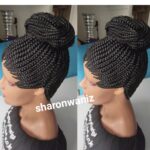 Short  bun Ponytail Braided Wig BGN059 Nf  black - Image 3