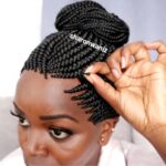 Short  bun Ponytail Braided Wig BGN059 Nf  black - Image 9