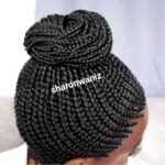Short  bun Ponytail Braided Wig BGN059 Nf  black - Image 8