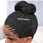 Short  bun Ponytail Braided Wig BGN059 Nf  black - Image 7