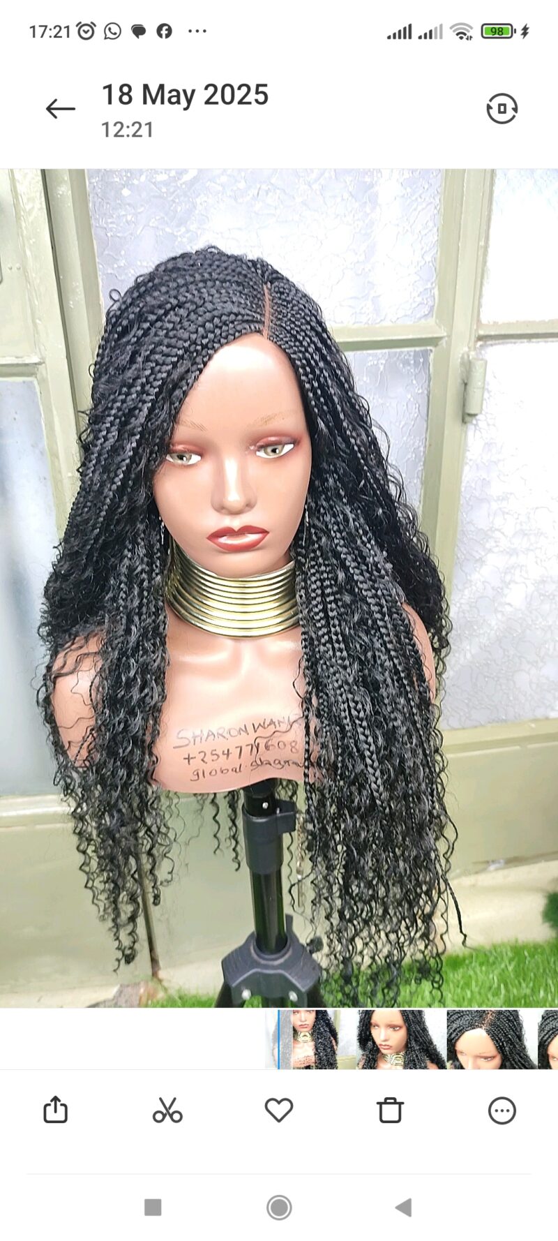 28′ Lace Closure Box Braids black Wig - Image 6