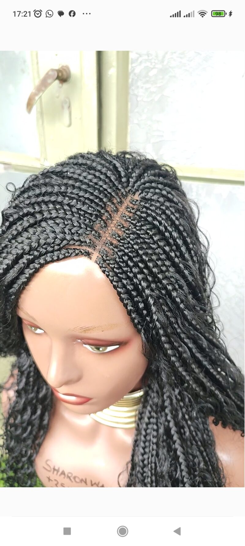 28′ Lace Closure Box Braids black Wig - Image 7