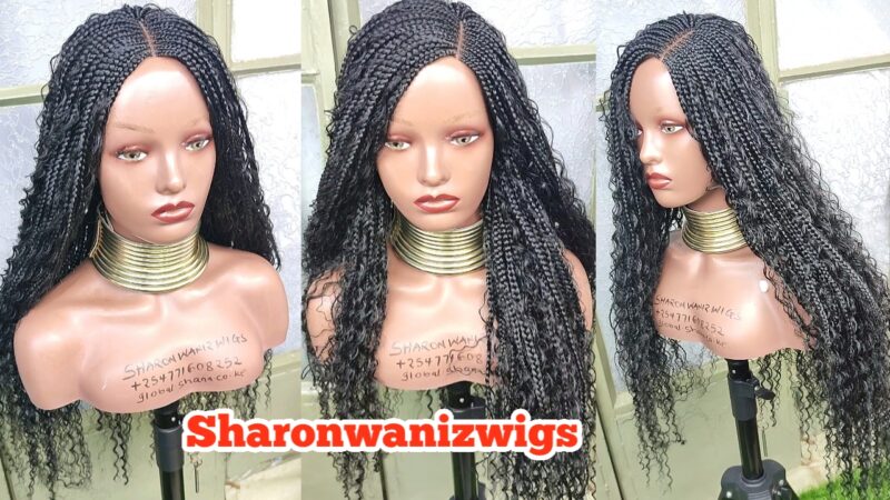 28′ Lace Closure Box Braids black Wig