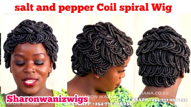 SALT AND PEPPER SPIRAL BRAIDED WIG No Frontal No Lace Colour 30  Wig BMN001 ft Sharonwanizwigs