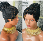 Braided  beaded side fringe wig in colour black and 30 ready to wear bs001673