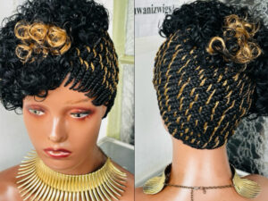 Short Afro Side zigzag cornrows Braided Wig COLOUR BLACK AND 27 CGN020